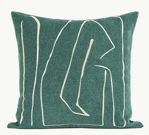 Abstract Green Decorative Throw Pillows, Geometric Square Modern Throw Pillows for Couch, Large Contemporary Throw Pillow for Interior Design-Art Painting Canvas