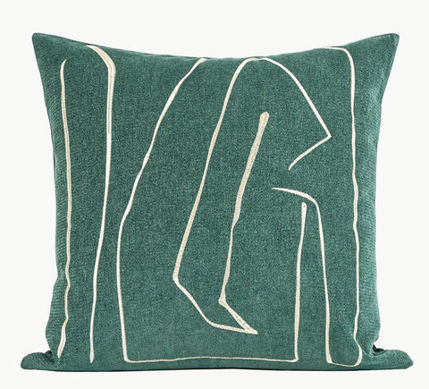 Abstract Green Decorative Throw Pillows, Geometric Square Modern Throw Pillows for Couch, Large Contemporary Throw Pillow for Interior Design-Art Painting Canvas