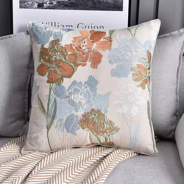 Decorative Sofa Pillows for Couch, Embroider Flower Cotton Pillow Covers, Cotton Flower Decorative Pillows, Farmhouse Decorative Pillows-Art Painting Canvas