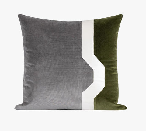 Modern Sofa Throw Pillows, Large Decorative Throw Pillows for Couch, Grey Green Abstract Contemporary Throw Pillow for Living Room-Art Painting Canvas