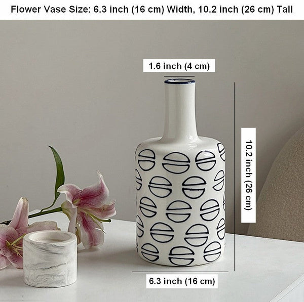 Modern Porcelain Flower Vases, Water Holding Flower Vases, Ceramic Bud Vases, Centerpiece for Dining Table, Small Flower Vases on Table-Art Painting Canvas