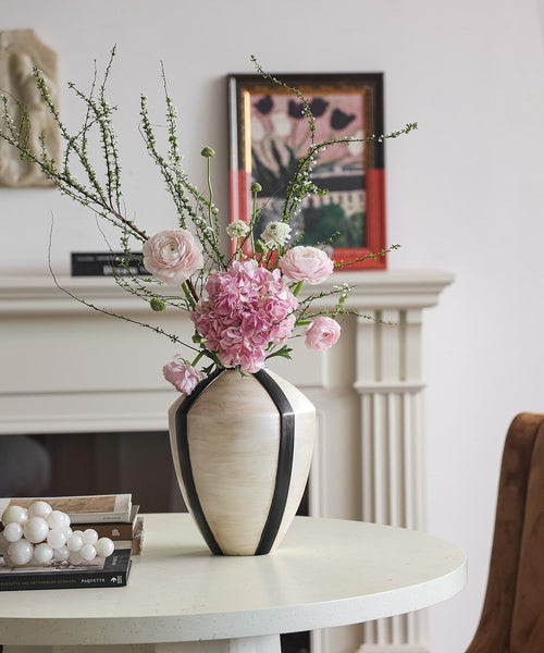 Centerpiece Ceramic Bouquet Vases, Porcelain Vases for Modern Home Decor, Large Contemporary Vases on Dining Table, Handmade Modern Flower Vase-Art Painting Canvas