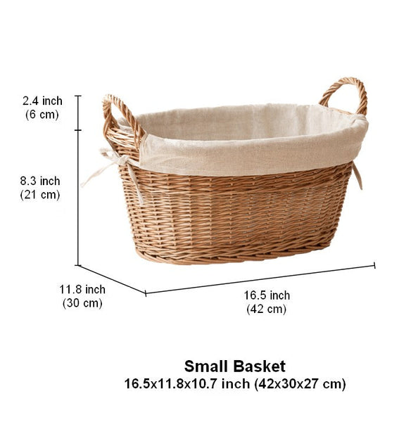 Large Kitchen Round Storage Baskets, Large Food Storage Basket with Handle, Natural Hand-woven Wicker Storage Basket for Clothes, Willow Weaving Baskets for Toys-Art Painting Canvas