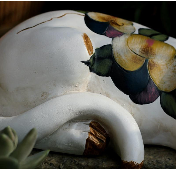 Lovely Cat Statue for Garden Ornament, Sleeping Cats Resin Statues, Garden Courtyard Decoration, Villa Outdoor Decor Gardening Ideas, House Warming Gift-Art Painting Canvas