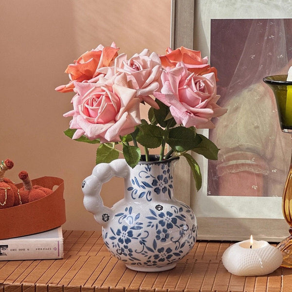 Rustic Porcelain Flower Vases, Ceramic Bud Vases, Unique Handmade Ceramic Vases, Small Flower Vases on Table-Art Painting Canvas