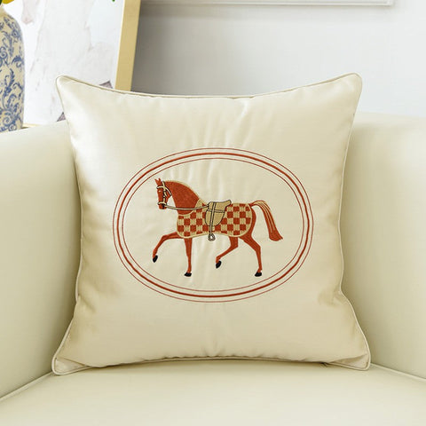 Horse Decorative Throw Pillows for Couch, Modern Decorative Throw Pillows, Embroider Horse Pillow Covers, Modern Sofa Decorative Pillows-Art Painting Canvas
