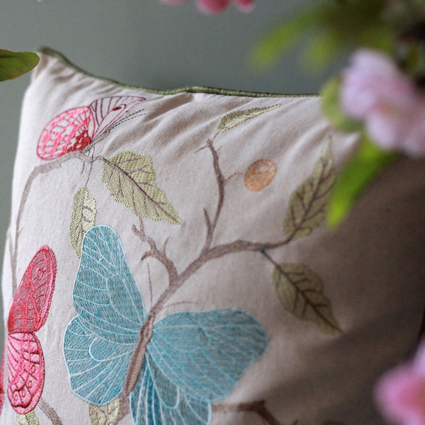 Beautiful Embroider Butterfly Cotton and linen Pillow Cover, Decorative Throw Pillows, Decorative Sofa Pillows, Decorative Pillows for Couch-Art Painting Canvas