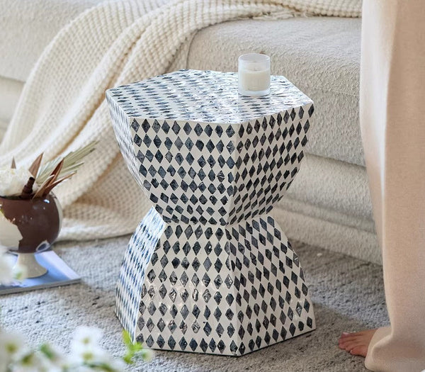 Small End Table, Modern Side Table, Bedside Small Side Table, Contemporary Bedside Table, Shell Small Sofa Side Table, Portable Casual Side Table, Creative Coffee Table, Contemporary Side Table-Art Painting Canvas