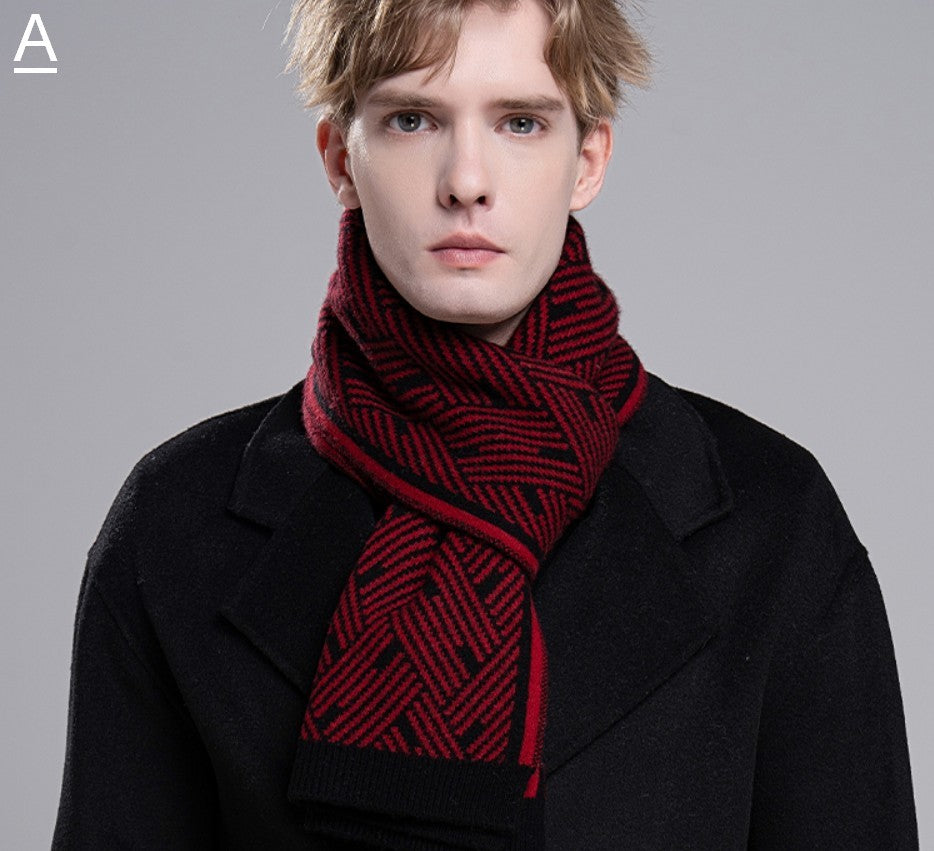 Gray Wool Scarf for Gentleman, Red Thick Wool Scarf, Business Formal Men Scarf Styles, Men's Winter Scarf, Casual Scarf Men, Men's Wool Scarf Winter, Fashion Scarf-Art Painting Canvas