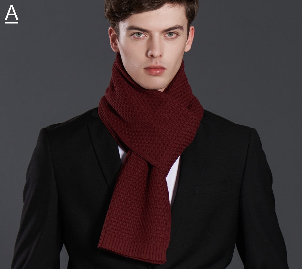 Simple Business Formal Men Scarf Styles, Red Thick Wool Scarf, Wool Scarf for Gentleman, Men's Winter Scarf, Casual Scarf Men, Men's Wool Scarf Winter, Fashion Scarf-Art Painting Canvas