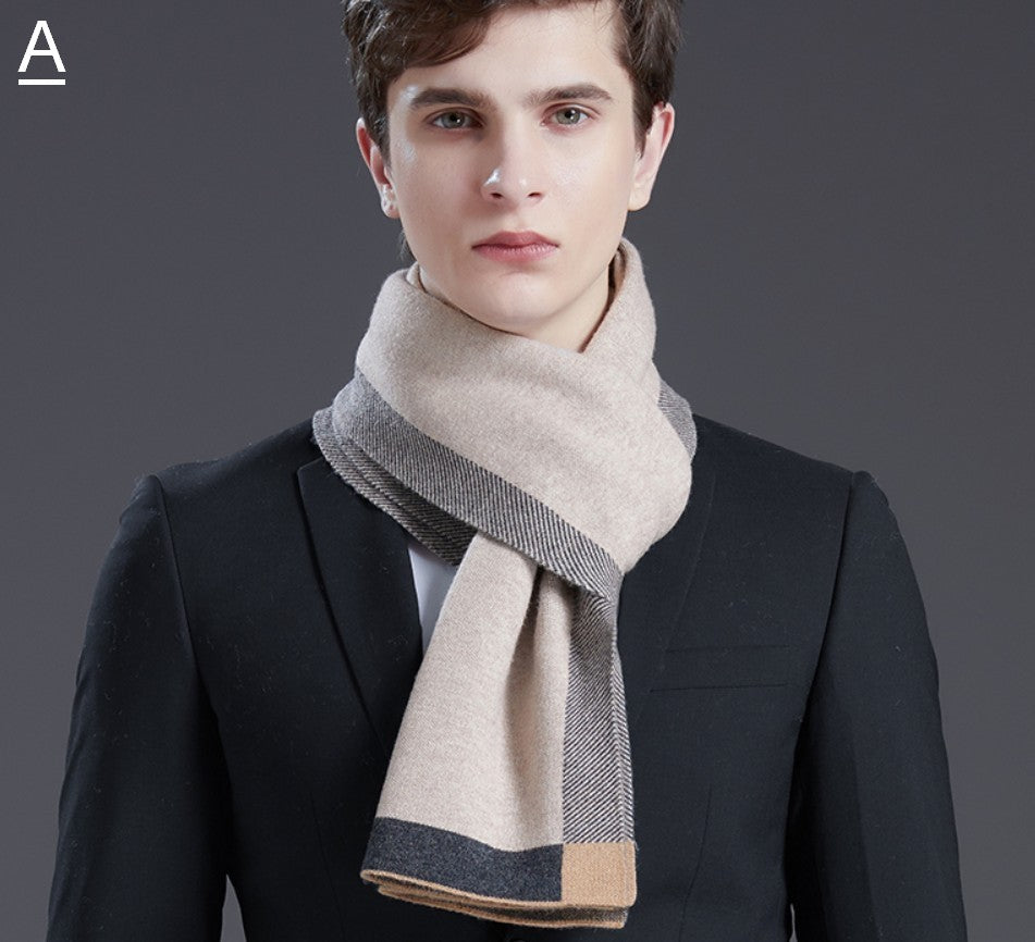 Beige Business Formal Men Scarf Styles, Gray Thick Wool Scarf, Wool Scarf for Gentleman, Men's Winter Scarf, Casual Scarf Men, Men's Wool Scarf Winter, Red Fashion Scarf-Art Painting Canvas