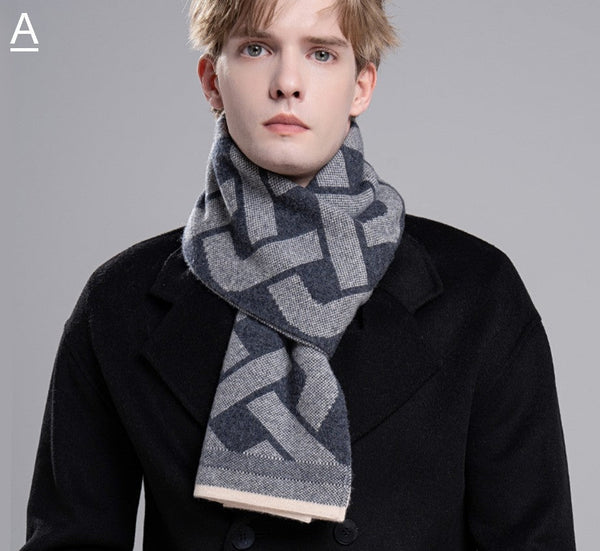 Casual Scarf Men, Wool Scarf for Gentleman, Thick Wool Scarf, Men's Winter Scarf, Men's Wool Scarf Winter, Fashion Scarf, Business Formal Men Scarf Styles-Art Painting Canvas