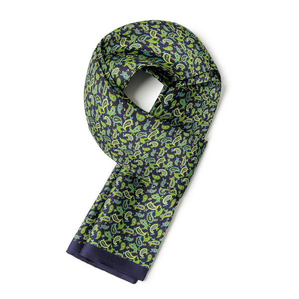 Formal Wear Silk Scarf, Silk Ascot For Men, Lightweight Silk Scarf Men, Green Silk Neckerchief For Business, Mens Spring Autumn Scarf, Mens Dress Silk Scarf, Long Silk Scarf for Men, High Quality Silk Necktie-Art Painting Canvas