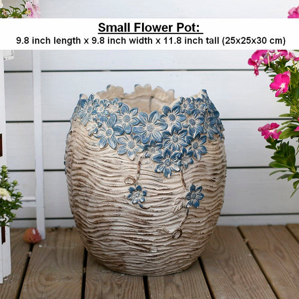 Modern Outdoor Garden Flower Pots, Extra Large Garden Flower Planters, Oversized Garden Flower Pot, Garden Ornaments, Large Resin Gardern Flower Planter-Art Painting Canvas