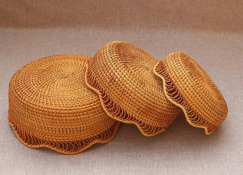 Woven Round Storage Basket, Cute Small Rattan Woven Baskets, Fruit Storage Basket, Storage Baskets for Kitchen-Art Painting Canvas