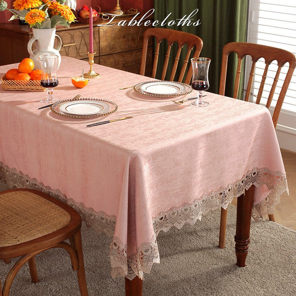 Modern Pink Table Cover for Dining Room Table, Lace Tablecloth for Home Decoration, Large Modern Rectangle Tablecloth, Square Tablecloth for Round Table-Art Painting Canvas