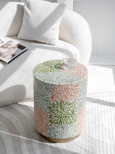 Unique Small End Table, Contemporary Small Sofa Side Table, Portable Casual Side Table, Creative Coffee Table, Shell Small Side Table-Art Painting Canvas