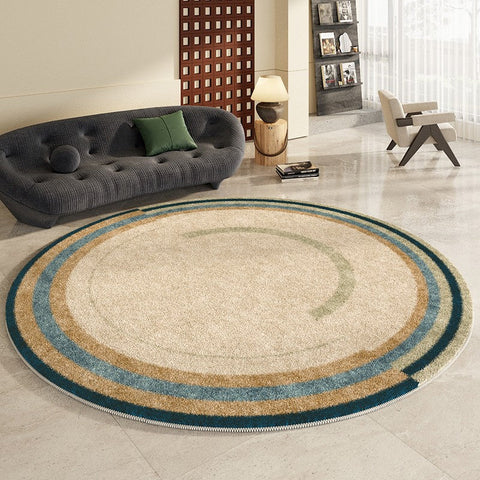 Modern Area Rugs under Coffee Table, Abstract Contemporary Round Rugs, Modern Rugs for Dining Room, Geometric Modern Rugs for Bedroom-Art Painting Canvas
