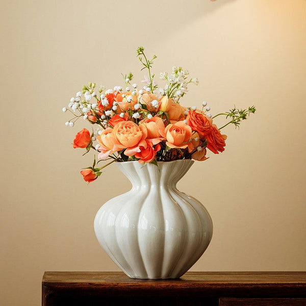 Handmade Water Holding Flower Vases, Porcelain Flower Vases, Modern Flower Vase Centerpiece on Table, Ceramic Bouquet Vases-Art Painting Canvas