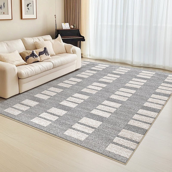 Modern Floor Rugs for Bedroom, Dining Room Floor Rug, Large Gray Floor Rugs for Living Room, Extra Large Geometric Modern Rugs for Office-Art Painting Canvas