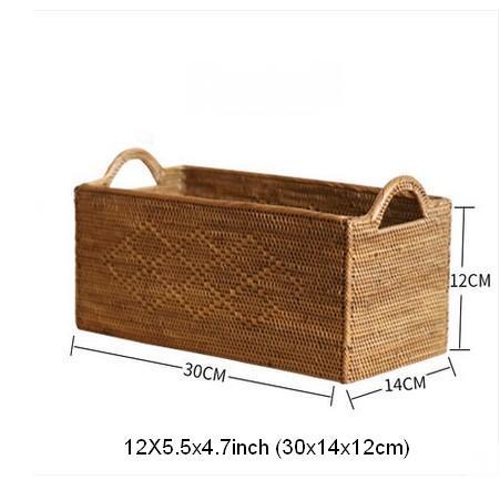 Indonesia Woven Storage Basket, Natural Fiber Baskets, Small Storage Basket for Kitchen, Rattan Storage Basket for Dining Room-Art Painting Canvas