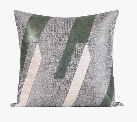 Grey Green Abstract Contemporary Throw Pillow for Living Room, Decorative Throw Pillows for Couch, Large Modern Sofa Throw Pillows-Art Painting Canvas