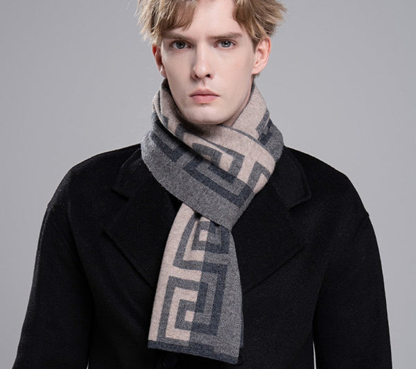 Wool Scarf for Gentleman, Gray Thick Wool Scarf, Black Business Formal Men Scarf Styles, Men's Winter Scarf, Casual Scarf Men, Men's Wool Scarf Winter, Red Fashion Scarf-Art Painting Canvas