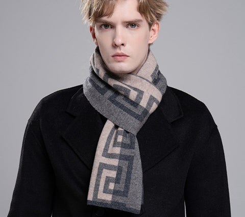 Wool Scarf for Gentleman, Gray Thick Wool Scarf, Black Business Formal Men Scarf Styles, Men's Winter Scarf, Casual Scarf Men, Men's Wool Scarf Winter, Red Fashion Scarf-Art Painting Canvas