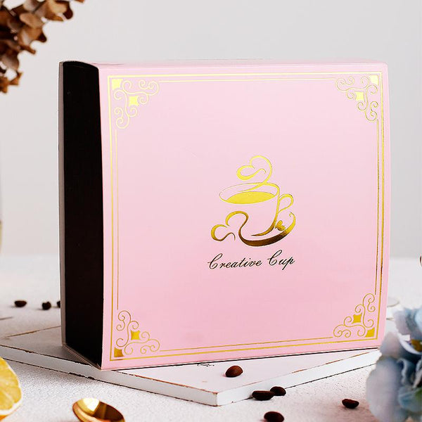 British Tea Cups, Elegant Porcelain Coffee Cups, Latte Coffee Cups with Gold Trim and Gift Box, Tea Cup and Saucer-Art Painting Canvas