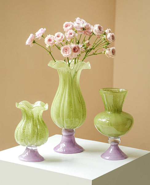 Centerpiece Contemporary Vases on Table, Modern Glass Vase for Flowers, Mid Century Glass Vases, Handmade Modern Vases for Living Room, Unique Decorative Glass Vase-Art Painting Canvas