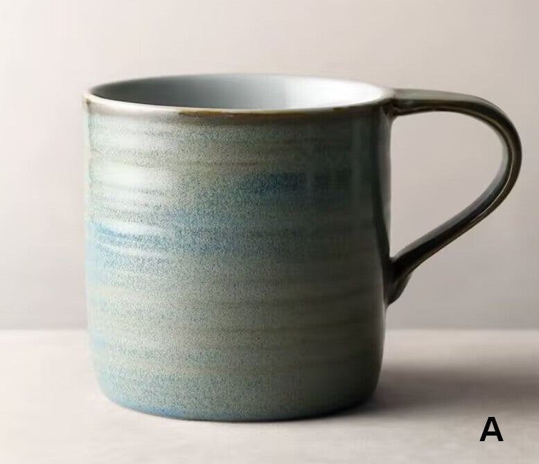 Creative Handmade Coffee Mugs, Blue Green Black Ceramic Coffee Mugs, Large Modern Handmade Pottery Coffee Cup, Large Capacity Coffee Mugs-Art Painting Canvas