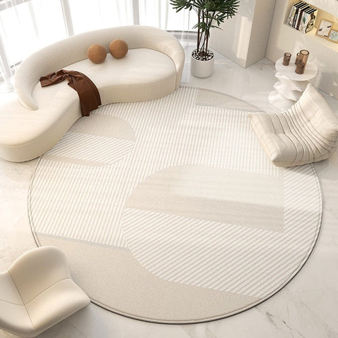 Bedroom Modern Round Rugs, Circular Modern Rugs under Chairs, Dining Room Contemporary Round Rugs, Geometric Modern Rug Ideas for Living Room-Art Painting Canvas