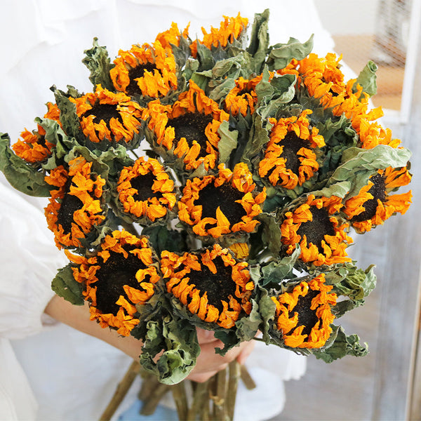 Natural Dried Sunflower Stems, Flower Arrangement, Natural Decorations, A Bunch of Sunflowers, Handmade Artificial Flowers for Home Decor-Art Painting Canvas