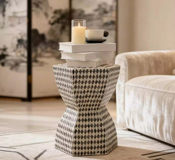 Modern Side Table, Bedside Small Side Table, Contemporary Bedside Table, Small End Table, Shell Small Sofa Side Table, Portable Casual Side Table, Creative Coffee Table, Contemporary Side Table-Art Painting Canvas