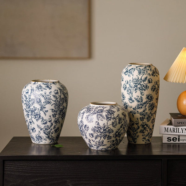 Porcelain Flower Vases, Modern Ceramic Bouquet Vases, Centerpiece on Dining Table, Flower Vase on Table, Handmade Water Holding Flower Vases-Art Painting Canvas