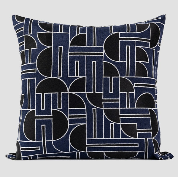 Abstract Decorative Throw Pillows, Geometric Contemporary Pillows, Blue Square Modern Throw Pillows for Couch, Large Simple Throw Pillow for Interior Design-Art Painting Canvas