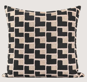 Black Chequer Modern Sofa Throw Pillows, Abstract Contemporary Throw Pillow for Living Room, Large Decorative Throw Pillows for Couch-Art Painting Canvas