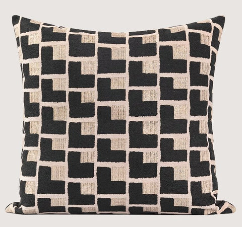 Black Chequer Modern Sofa Throw Pillows, Abstract Contemporary Throw Pillow for Living Room, Large Decorative Throw Pillows for Couch-Art Painting Canvas