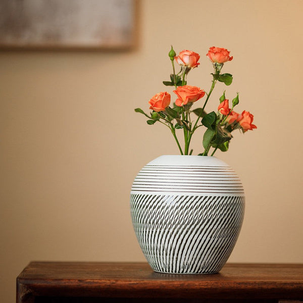 Pottery Flower Vases Urn, Modern Bouquet Flower Vases, Centerpiece on Dining Table, Large Flower Vase on Table, Handmade Water Holding Flower Vases-Art Painting Canvas