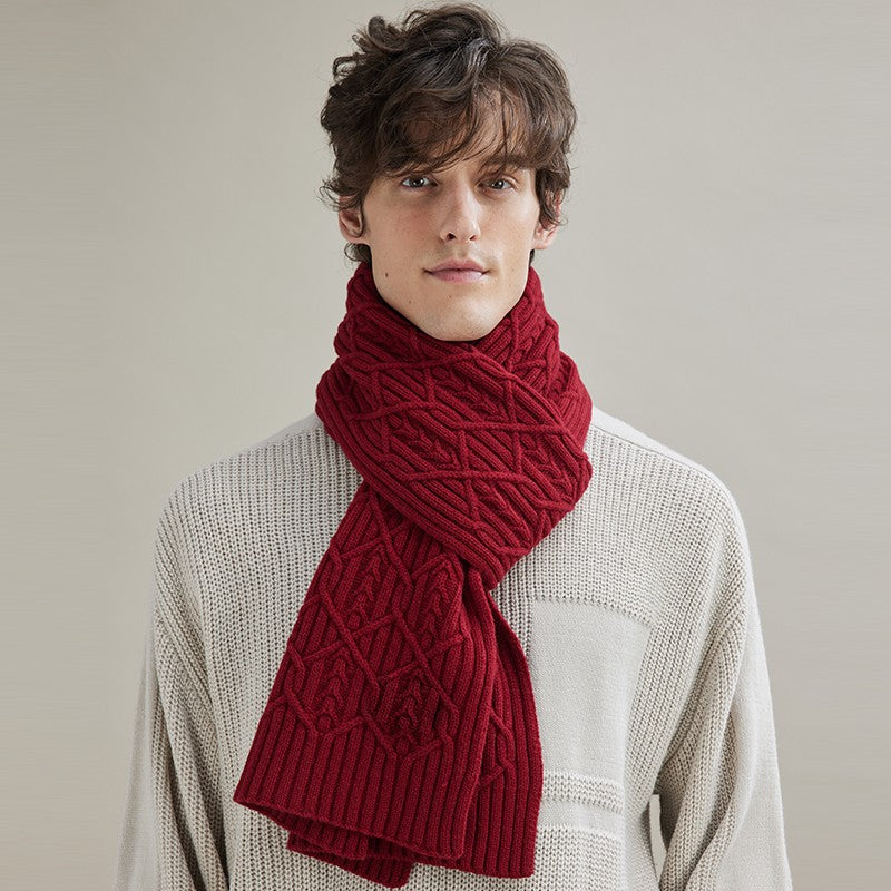 Business Wool Scarf for Gentleman, Casual Scarf Men, Men's Wool Scarf Winter, Thick Wool Scarf, Men's Winter Scarf, Formal Men Scarf Styles, Red Fashion Scarf-Art Painting Canvas