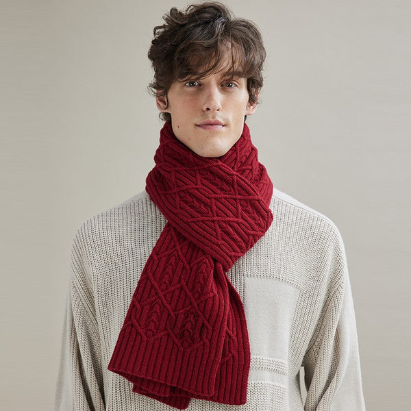 Business Wool Scarf for Gentleman, Casual Scarf Men, Men's Wool Scarf Winter, Thick Wool Scarf, Men's Winter Scarf, Formal Men Scarf Styles, Red Fashion Scarf-Art Painting Canvas