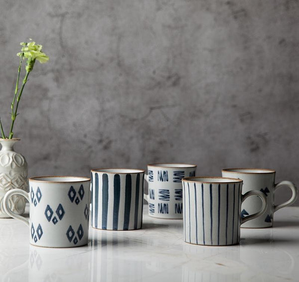 Large Capacity Coffee Cup, Cappuccino Coffee Mug, Pottery Tea Cup, Handmade Pottery Coffee Cup-Art Painting Canvas