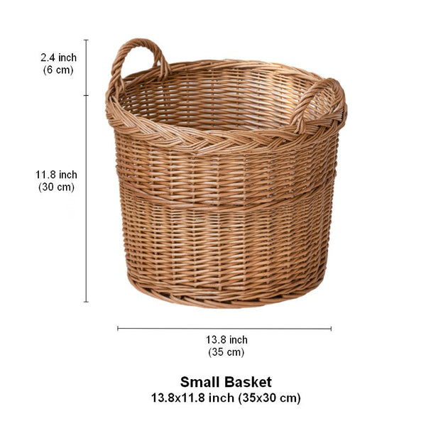 Round Storage Basket for Clothes, Natural Hand-woven Wicker Storage Basket for Clothes, Extra Large Kitchen Storage Baskets, Willow Weaving Baskets for Clothes-Art Painting Canvas