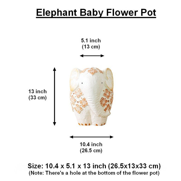 Villa Outdoor Garden Flower Pots, Oversized Modern Garden Flower Pot, Extra Large Elephant Garden Flowerpots, Animal Statue for Garden Ornaments, Resin Statue for Garden-Art Painting Canvas