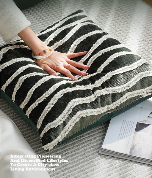 Large Simple Throw Pillow for Bedroom, Contemporary Pillows, Abstract Decorative Throw Pillows, Green Square Modern Throw Pillows for Couch-Art Painting Canvas