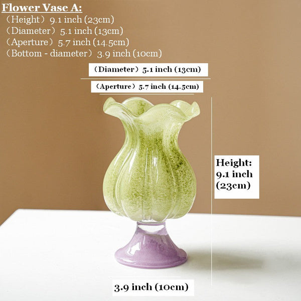 Centerpiece Contemporary Vases on Table, Modern Glass Vase for Flowers, Mid Century Glass Vases, Handmade Modern Vases for Living Room, Unique Decorative Glass Vase-Art Painting Canvas