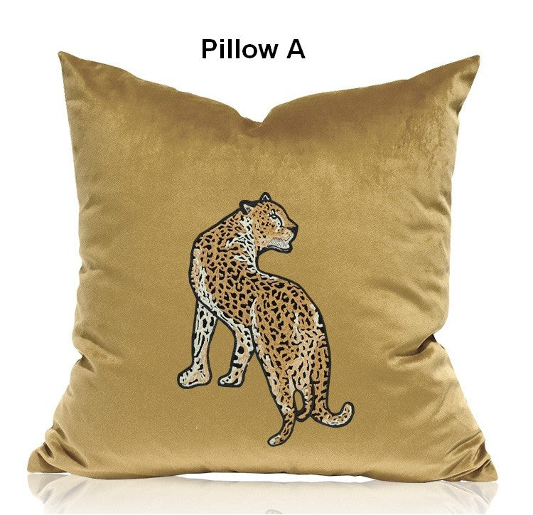 Contemporary Throw Pillows, Cheetah Decorative Cushion, Modern Sofa Pillows, Decorative Pillows for Living Room-Art Painting Canvas