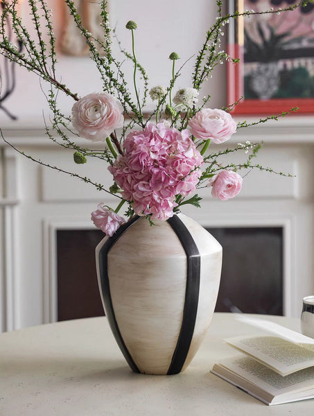 Large Contemporary Vases on Dining Table, Handmade Modern Flower Vase, Centerpiece Ceramic Bouquet Vases, Porcelain Vases for Modern Home Decor-Art Painting Canvas