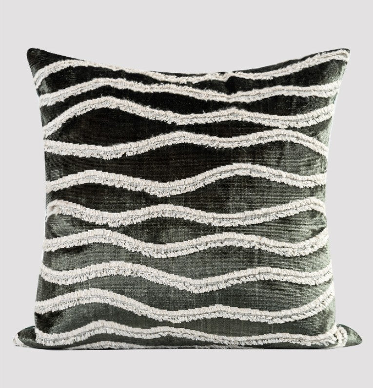 Large Simple Throw Pillow for Bedroom, Contemporary Pillows, Abstract Decorative Throw Pillows, Green Square Modern Throw Pillows for Couch-Art Painting Canvas