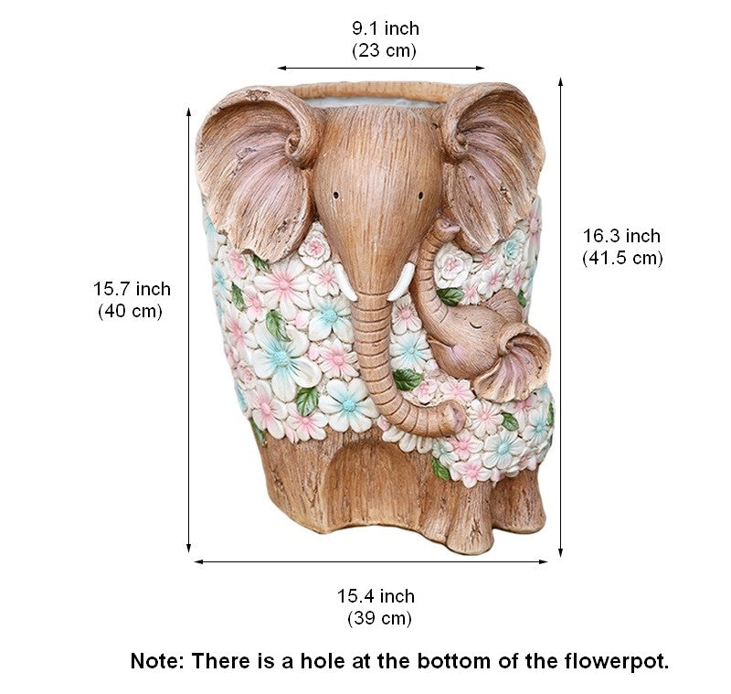 Beautiful Elephant Flowerpot, Modern Garden Flower Pot, Unique Animal Statue for Garden Ornaments, Resin Statue for Garden, Villa Outdoor Decor Gardening Ideas-Art Painting Canvas